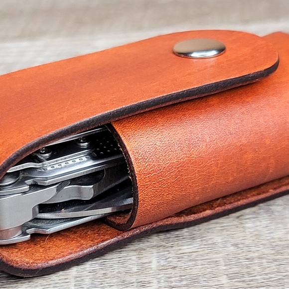 Leather Sheath Case Holster For Leatherman Free P2 P4 ARC Multitool SUNSET TAN - Picture 5 of 13